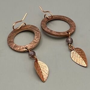 ElegantCopper Leaf Drop Earrings